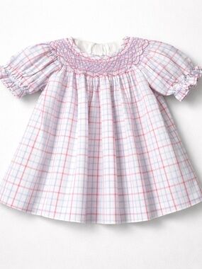 The Beaufort Bonnet Company Bettye Sue smocked windowpane top 3T